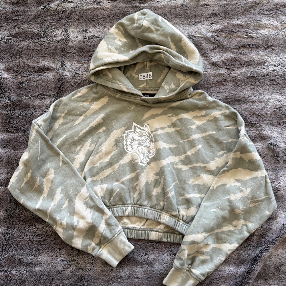 Darc Sport Green & Cream Camo Cropped Hoodie
